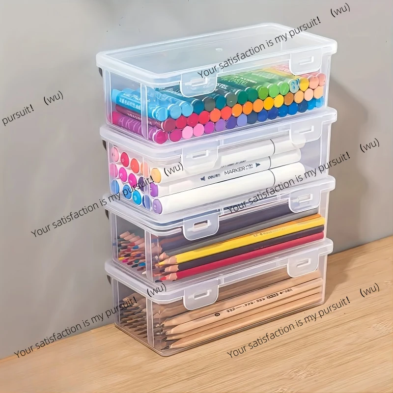 

2pcs Large Capacity Transparent Plastic Pencil Boxes - Large Capacity Organizer for Art Supplies School Stationery