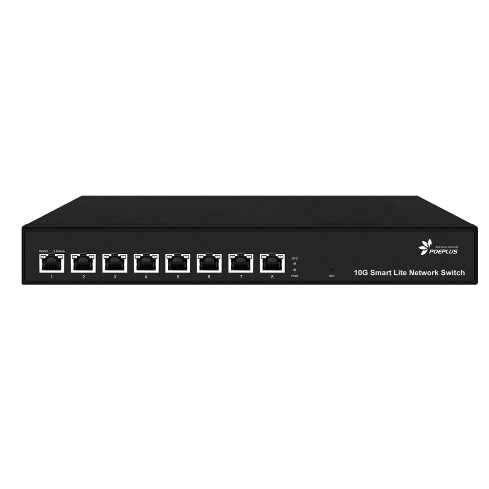 8 port saklar 10Gbe | sakelar terkelola web multi-gigabit | POE atau NON ,100/1000/10000M sedang beradaptasi