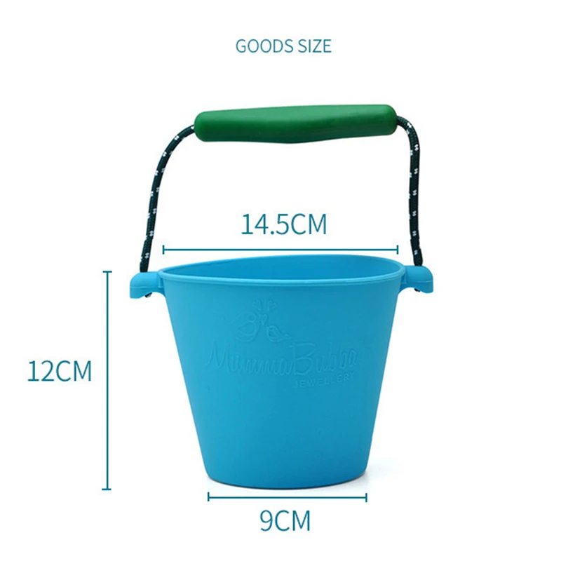 Kids Beach Bucket Silicone Folding Hand-Held Barrel Toy Baby Shower Bath Toy Sand Dabbling Pour Water Toy Orange