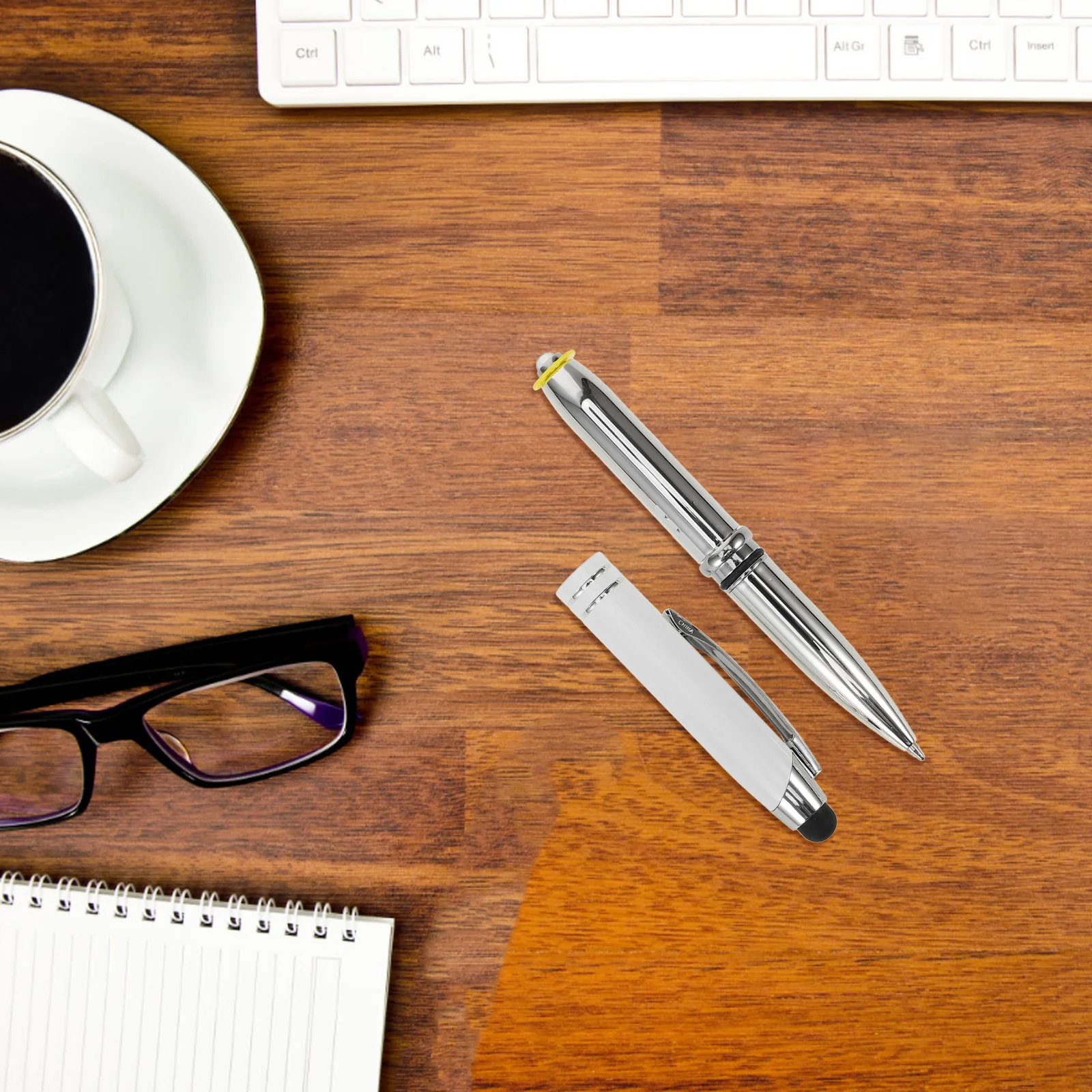 2Pcs Metal Capacitive Stylus Pens Multifunction 3 in 1 Fiber Cloth Disc Silicone Tips Smooth Ink Writing for Tablet Phone