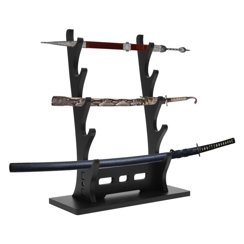 Sturdy Sword Stand Display 4 Tier,Black Katana Stand Table Desktop Multilayer Storage Sword Rack for Katana Tanto Rapier