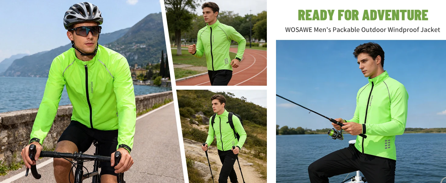 WOSAWE Herren Fahrrad-Windjacke Winddichte Wasserabweisende Mountainbike MTB-Bekleidung Reflektierende Lockere Fahrradjacke – Detail 9