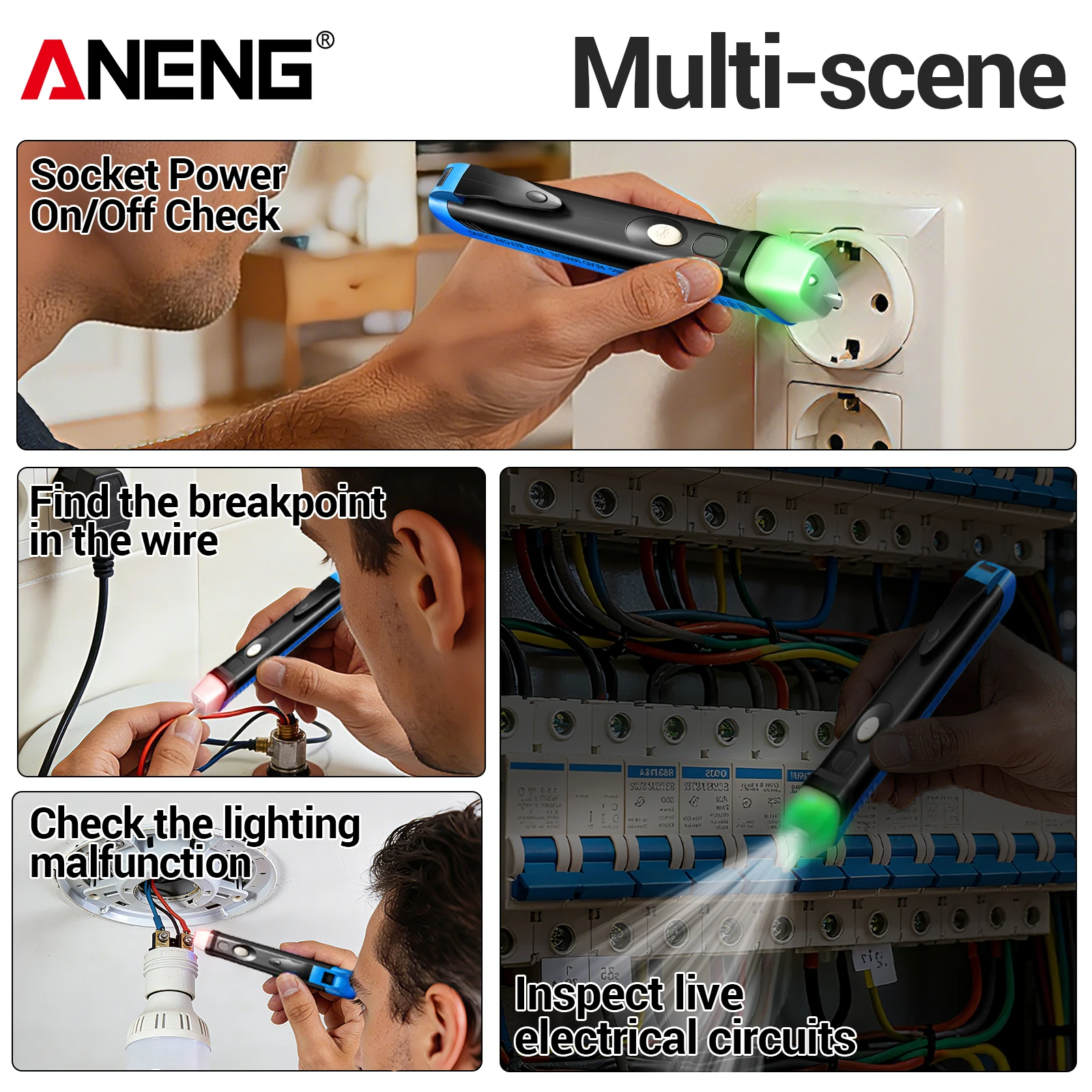 ANENG 1AC-D Non Contact Voltage Test Pen 90-1000V AC NCV Live Neutral Wire Detector Circuit Breakpoint Locator Electrician Tool