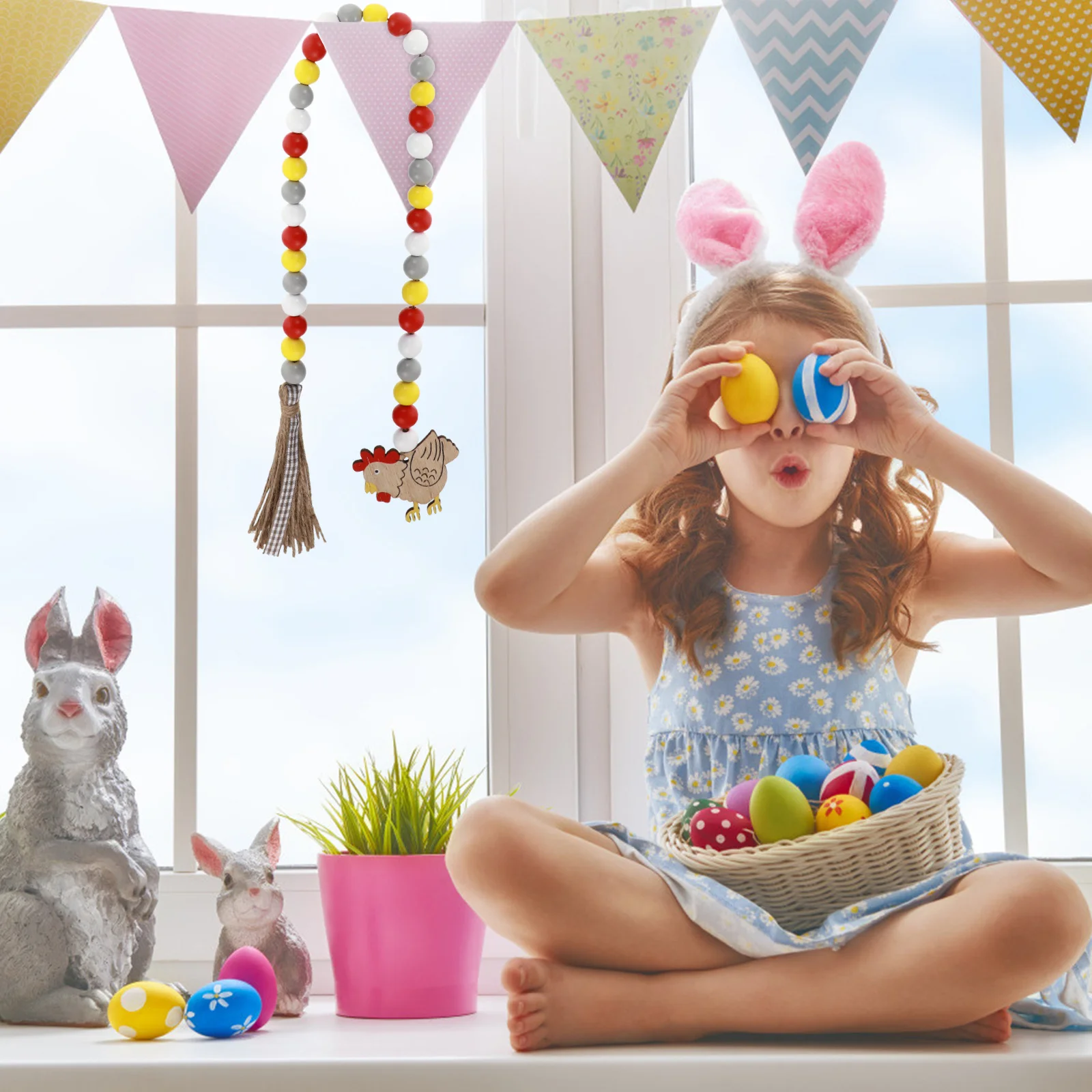 

Beautiful Beaded Hanging Easter Party Decoration Exquisite Craftsmanship No Burrs Fine Details Festive Wall Pendant