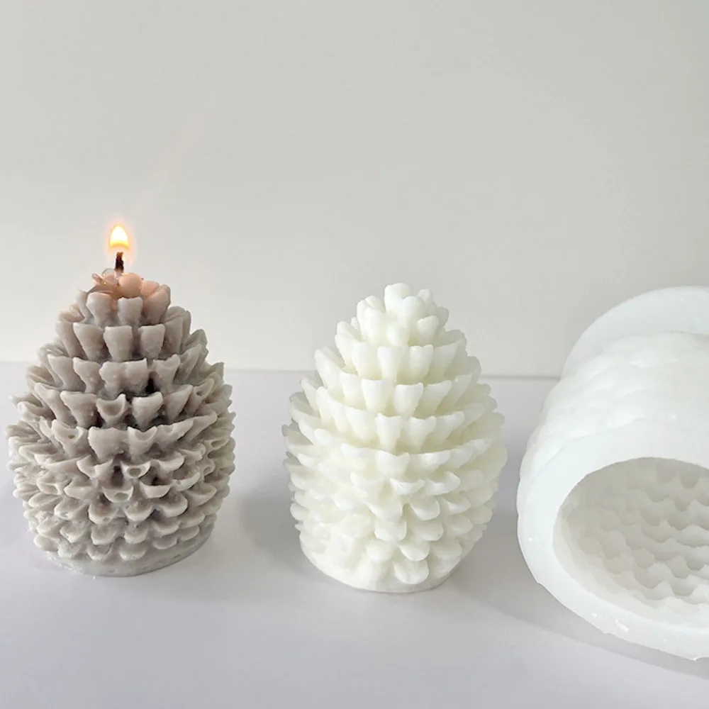 3D Pine Cone Candle Silicone Mold DIY Multicavity Pine Nut Resin Soap Making Set Chocolate Cake Ice Mould Christmas Decor Gift