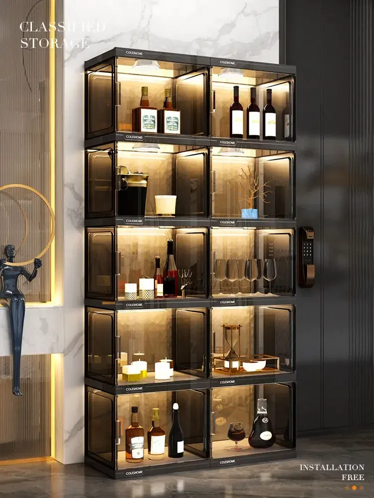 

Bar Wine Cabinet Display Cabinet Against The Wall Living Room Household Wine Rack Freestanding and Wine Storage for Home