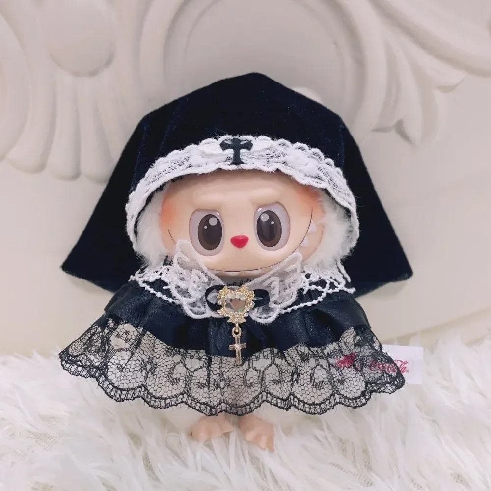 

Nun's Habit Labbubu Clothes Mini Doll Outfit Accessories Sitting Party Lace Gothic Nun Dress V1 Labubu Clothes Macaron V2