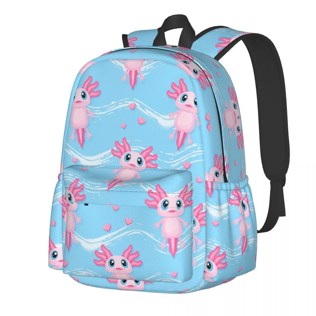 

Cute Pink Axolotl Backpack Animals Wavy Camping Backpacks Youth Casual School Bags Designer Large Rucksack