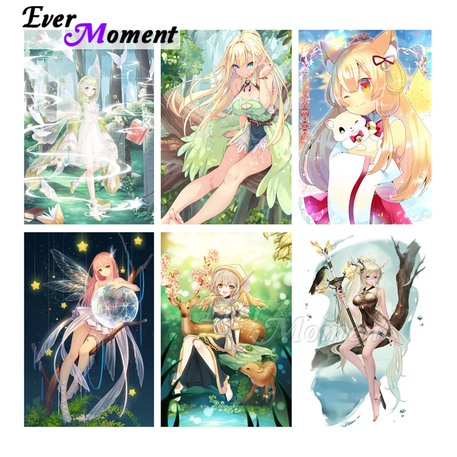 

Ever Moment Official Store Diamond Art Painting Kit Magic Girl Fairy Cartoon Portrait Diamond Handmade Craft 5L1508