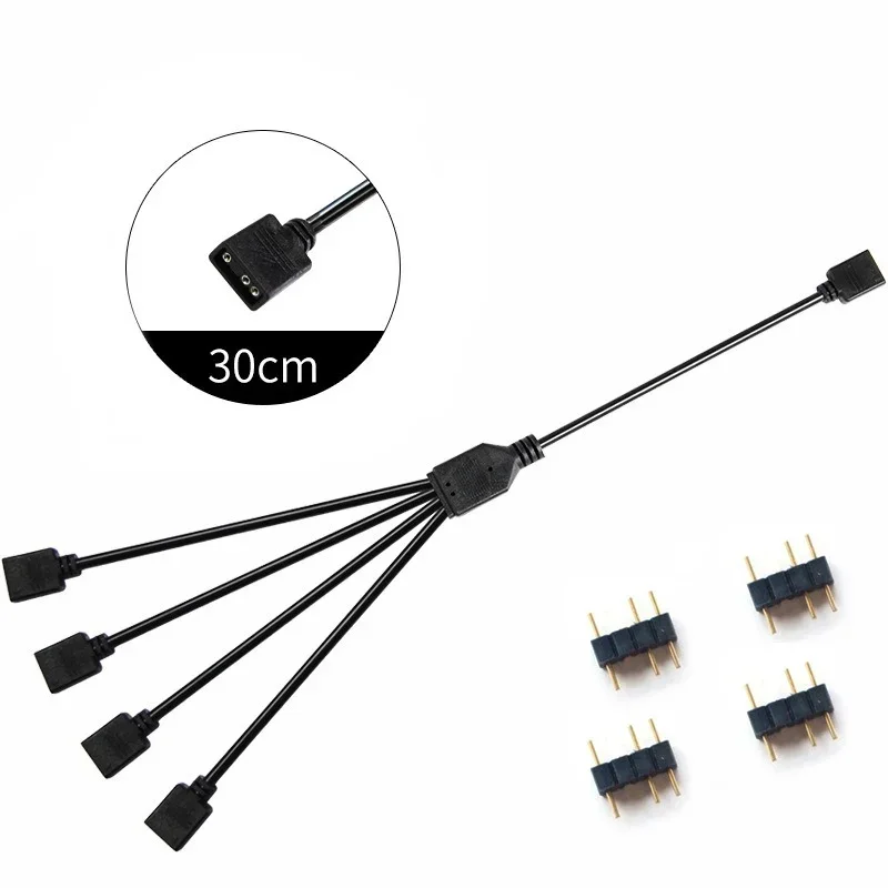 Computador Placa-mãe RGB Split Synchronous Cable 12V 4 pinos Extensão Tcable 5V ARGB Hub de 3 pinos para Asus Gigabyte MSI RGB Fusão