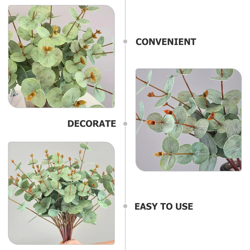 

3Pcs Artificial Eucalyptus Leaf Stems Faux Greenery Wedding Party Home Decor Fake Eucalyptus Leaves Simulation Plant Decors