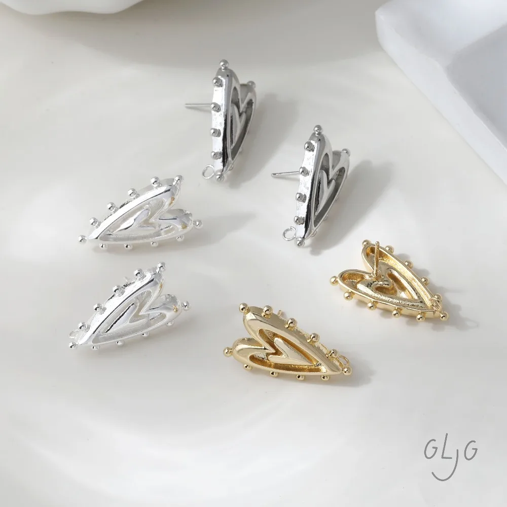 2 قطعة الأذن القلب لذيذ ترصيع لصنع المجوهرات مكونات الأقراط DIY بها بنفسك النحاس 14 كيلو مطلية بالذهب اكسسوارات 25*15 مللي متر