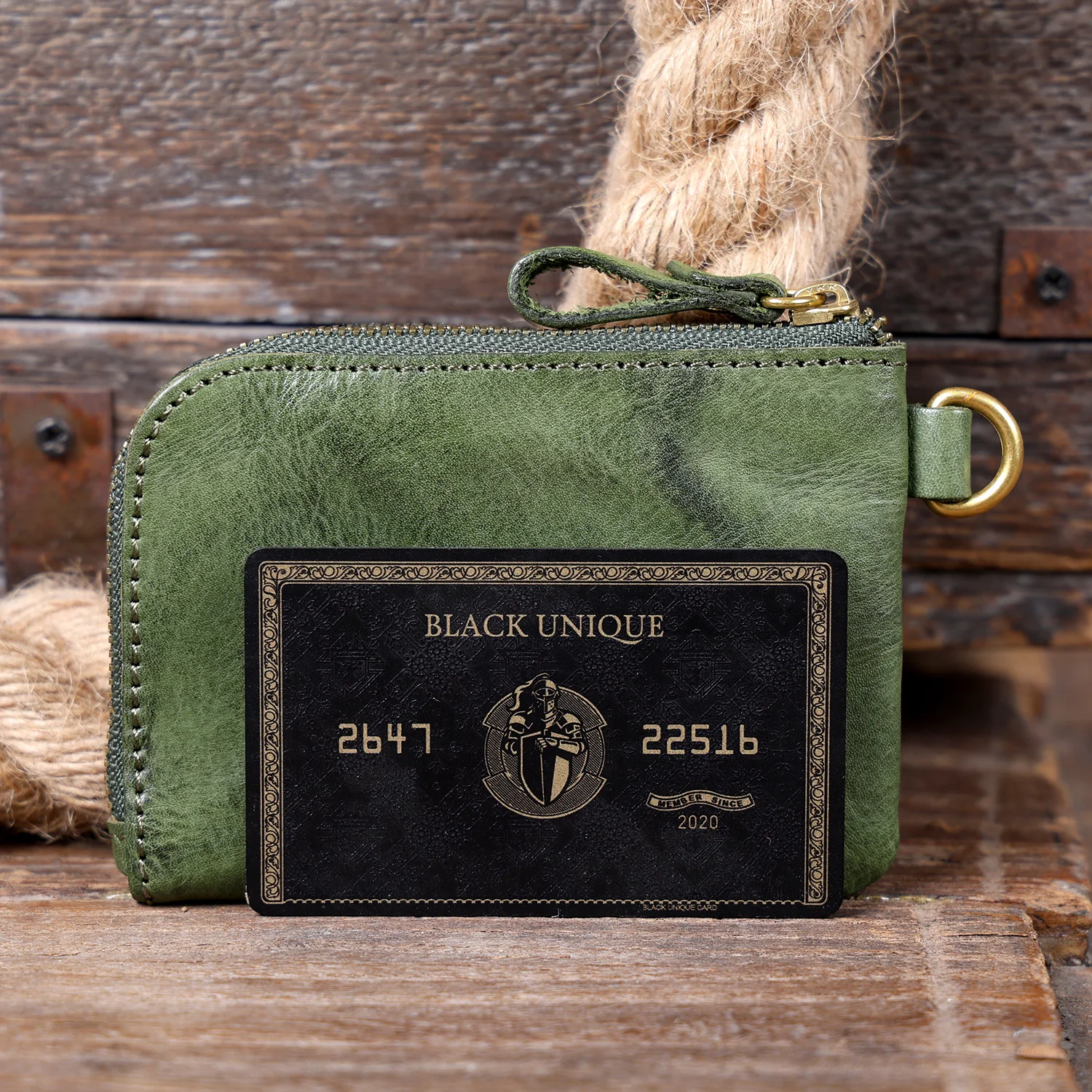S.WORKER Mini-Kartenetui aus echtem Vollnarbenleder, handgefertigt, Retro, kleine Münztasche, tragbare Tasche – Detail 7