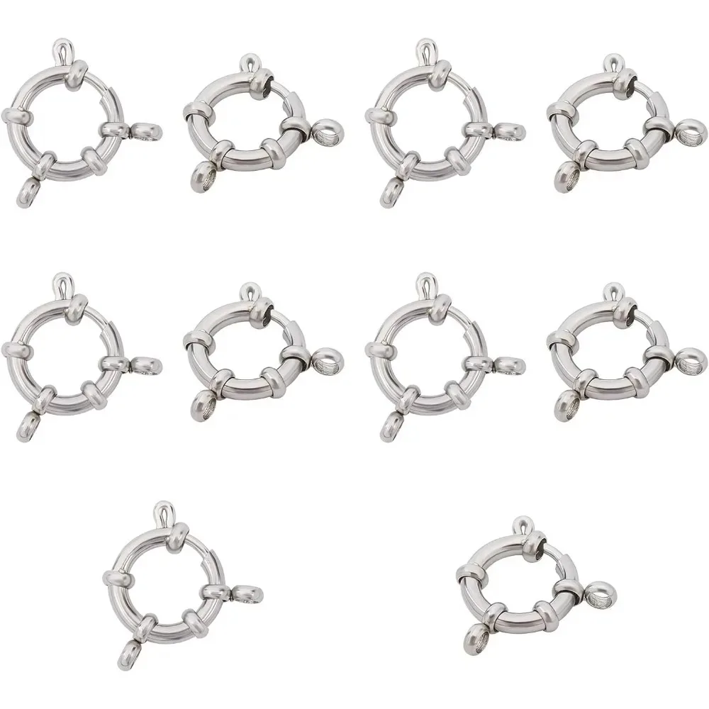 

10 шт., 0,1 дюйма/2,5 мм, пружинные застежки из нержавеющей стали, круглые кольцевые застежки, гладкая поверхность, застежка, комплект для изготовления разъемов
