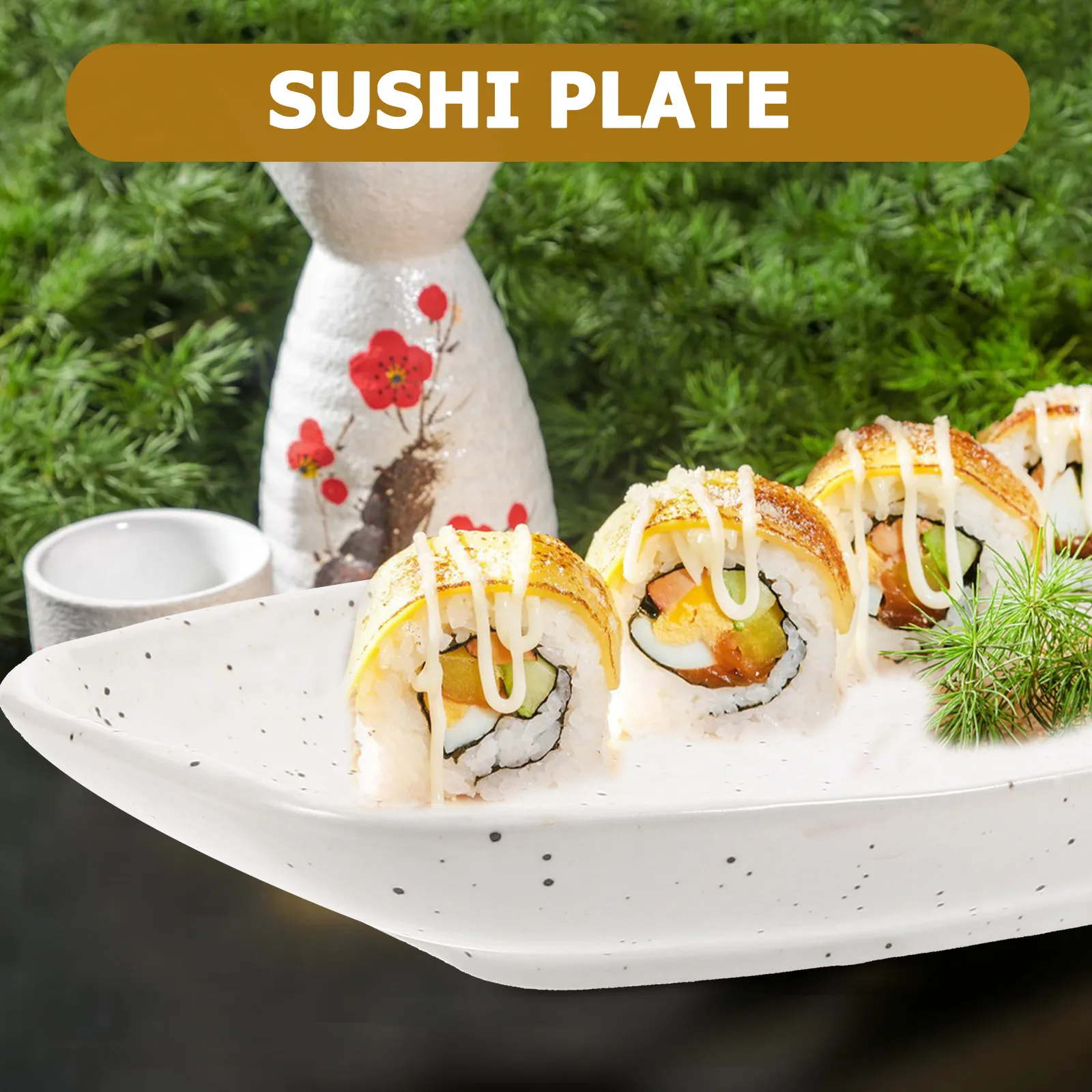 

Ceramic Snack Plate Rectangular 12x8 Inch Sushi Serving Tray for Appetizers Desserts Sashimi Ideal for Household Restaurant Food