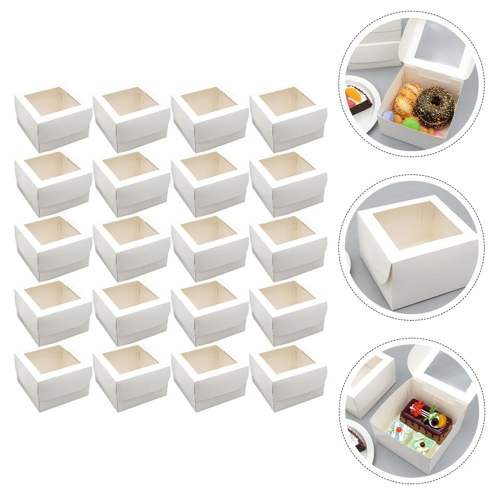 

20 Pcs Bakery Boxes Biscuit Case Treat Cookie Container Paper Cup Cardboard Supplies Food Grade 350g White Paperboard