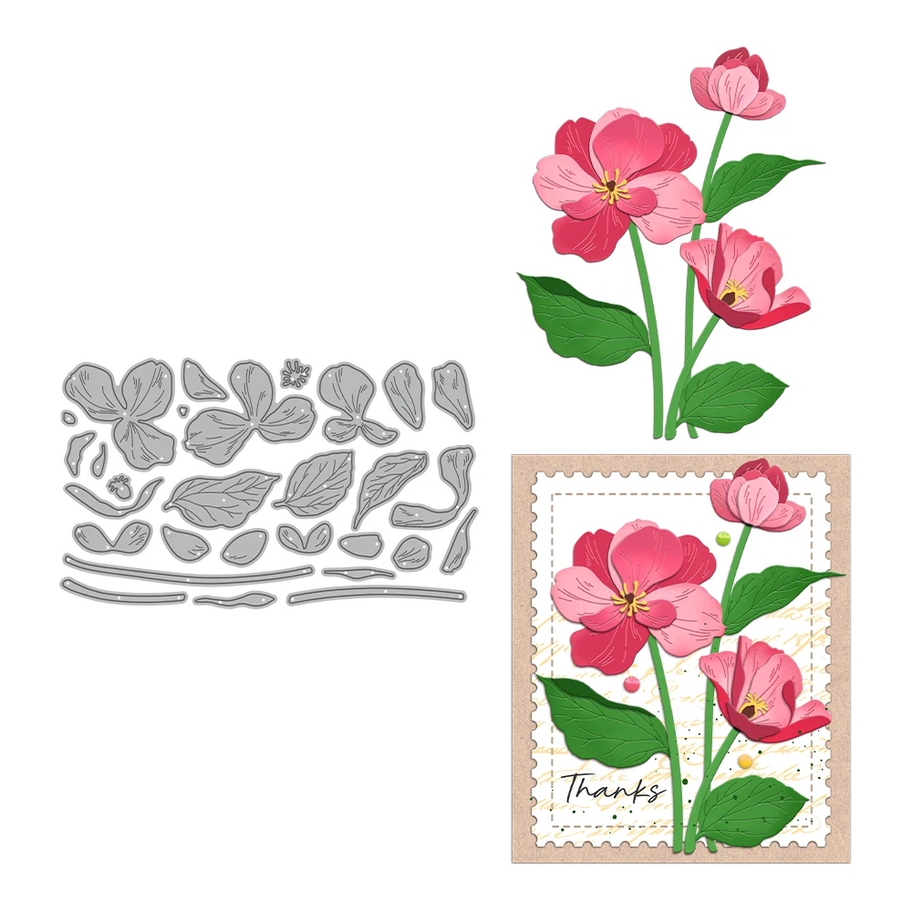 

MangoCraft Spring Flowers And Leaves Cutting Dies DIY Scrapbooking Supplies Metal Dies Knife Mold For Card Making Albums Decor