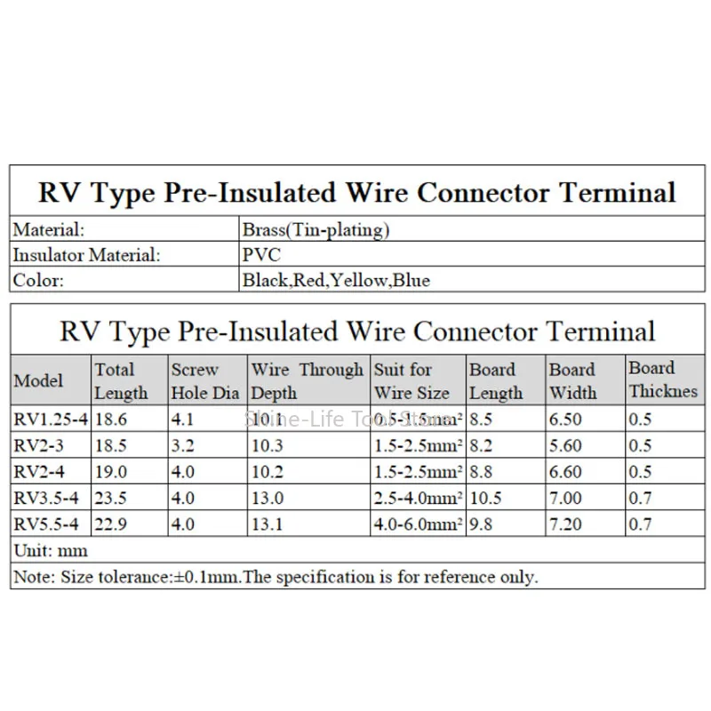SL Round Plugs Pre-insulated Ferrules Lugs RV 1.25-4~RV 5.5-4 Pre Insulated Terminal Cold-press Copper Nose Ring Crimp Terminal