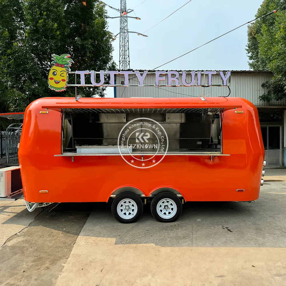 

Airstream Food Truck Fully Equipped Mobile Kitchen Street Coffee Shop Kiosk Fast Food Trailer Pizza Snack Cart For Sale