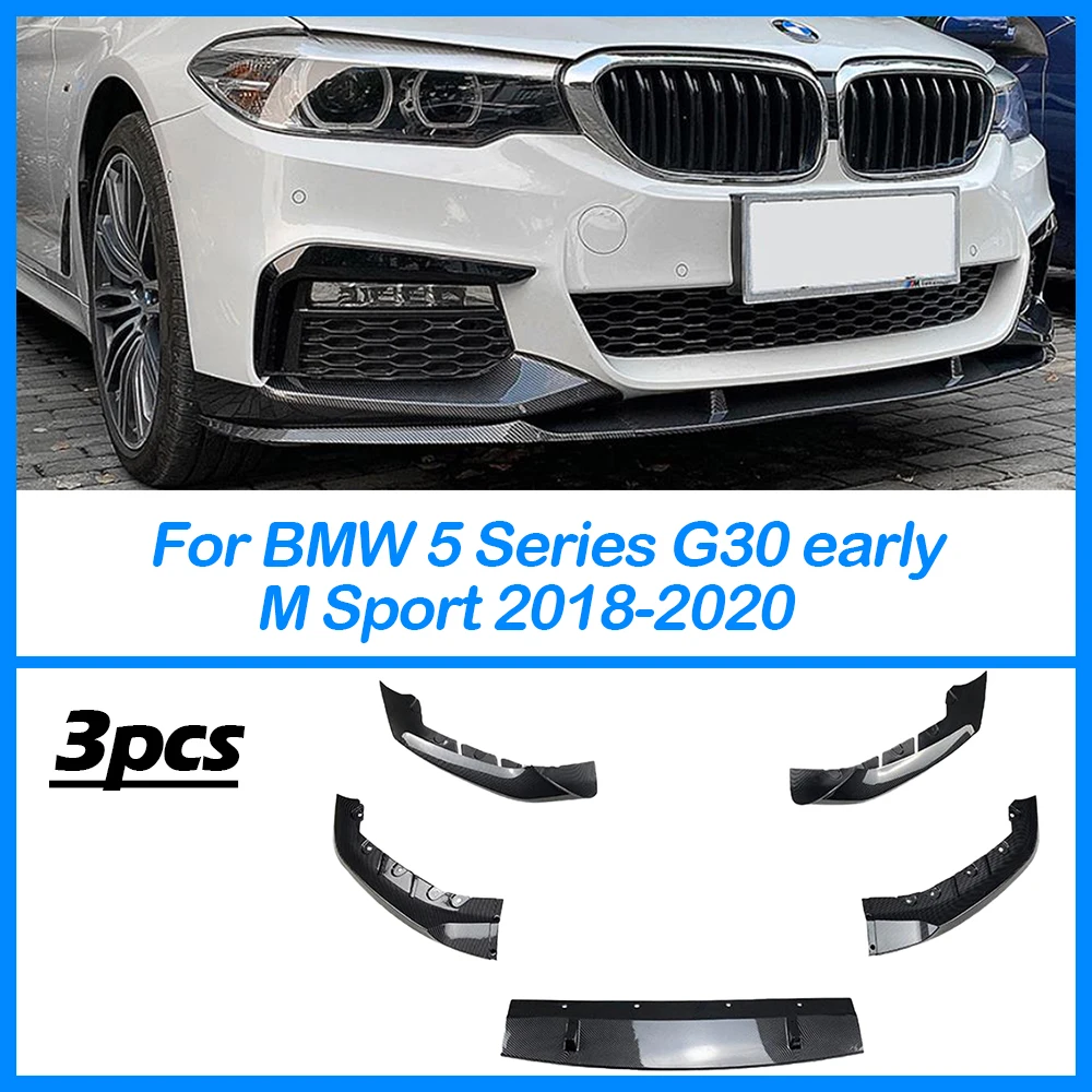 For BMW 5 Series G30 Early M Sport 2018-2020 Front Bumper Lip Chin Guard Diffuser Cover Deflector Body Kit Accessories ABS Black