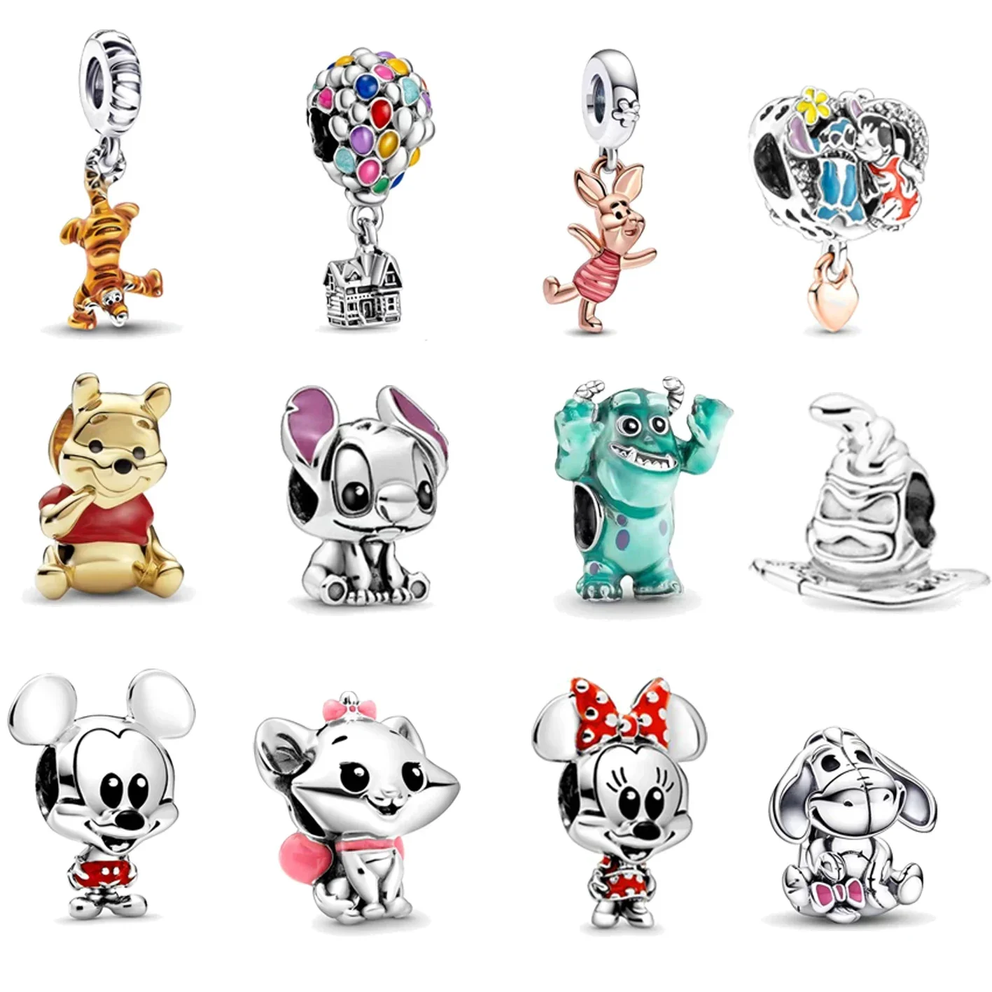 2024 Disney Stitch Alloy Pendant Cartoon Mickey Mouse Groot Charm Bead Pendant Fit DIY Women Bracelet Jewelry Accessories Gift