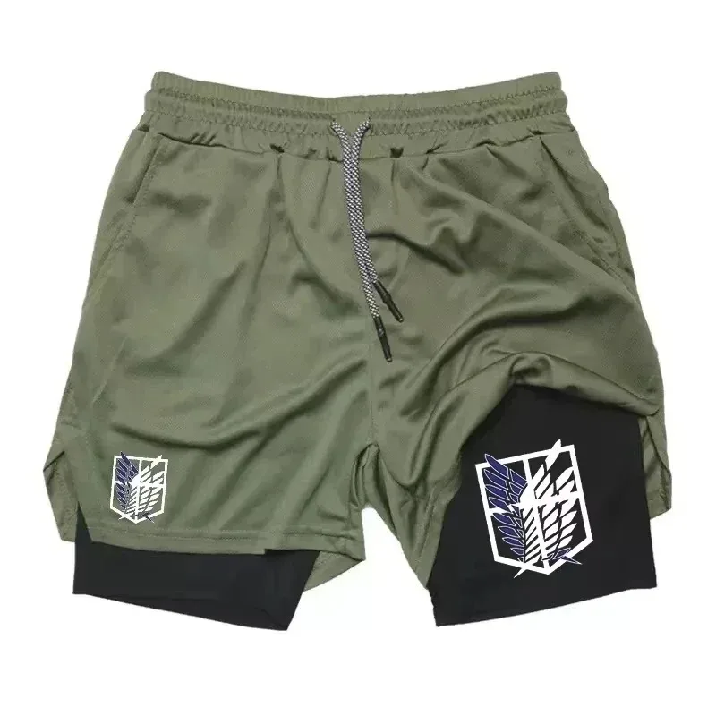 2025 شورت رياضي جديد 2 في 1، ذكر، ملابس رياضية غير رسمية قابلة للتنفس، طبقة مزدوجة، الجري، شورت كرة السلة M-3XL RL0611