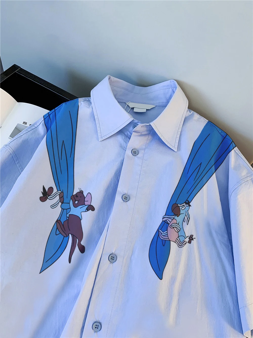 Losse ort Sve irt Koreaanse Sle Design Zomer Lui Paar irt Dames Heren Fun Anti-Aging Stand Kraag