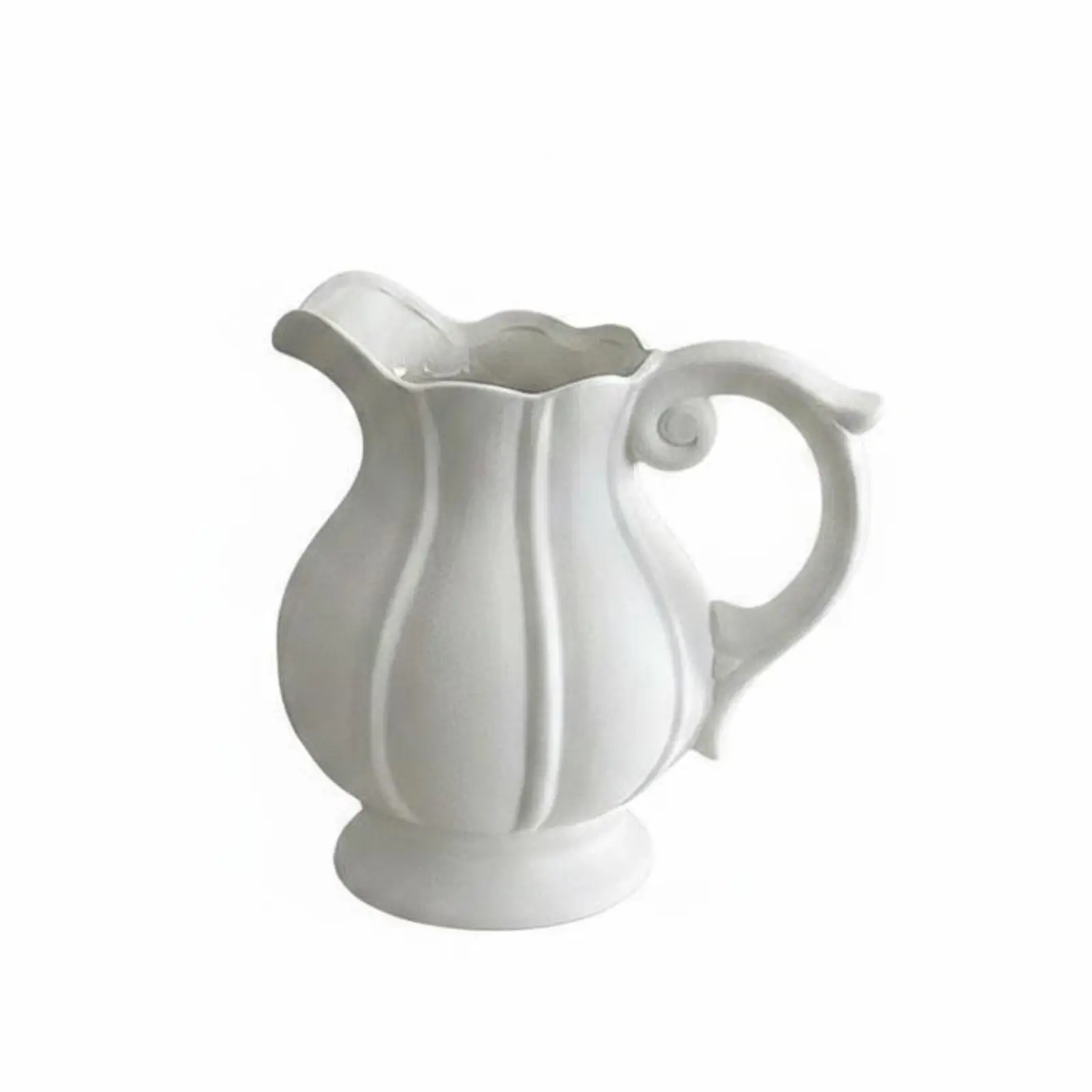 Fluted Flower Pitcher Elegant Design Ceramic Pitcher Vase Even Edges