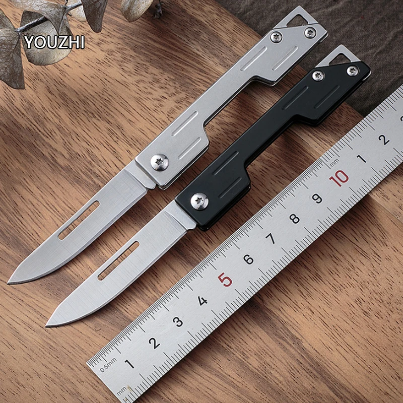 

Stainless Steel Folding Knife Blade Sharp Fruit Knife Express Pocket Knife Gift Outdoor EDC Self Defense Tool Key Pendant