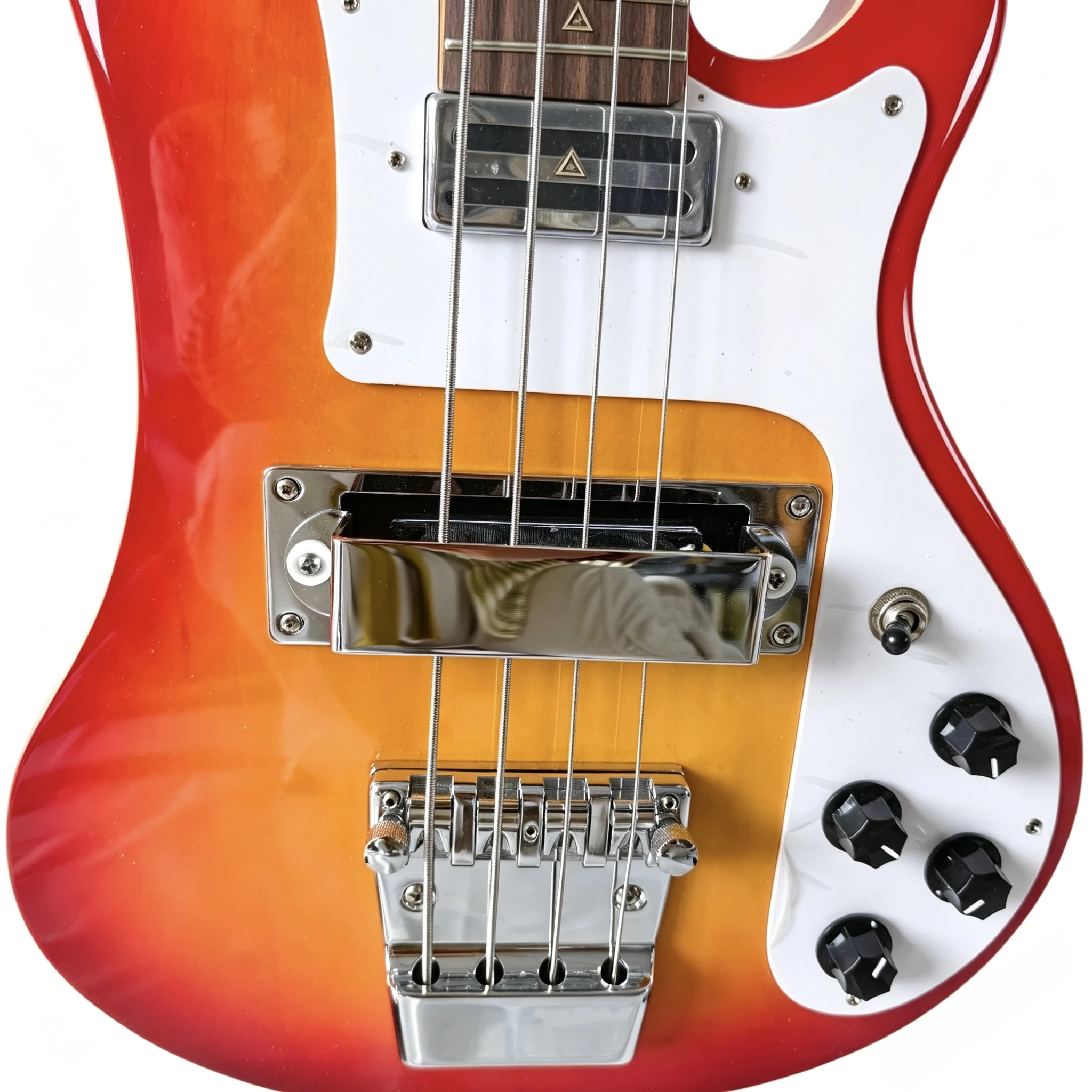 [Brand] Electric Bass Guitar, Dual Pickups, Orange Sunburst, Rosewood Fingerboard, 4 String Bass for Beginner & Music Enthusiast