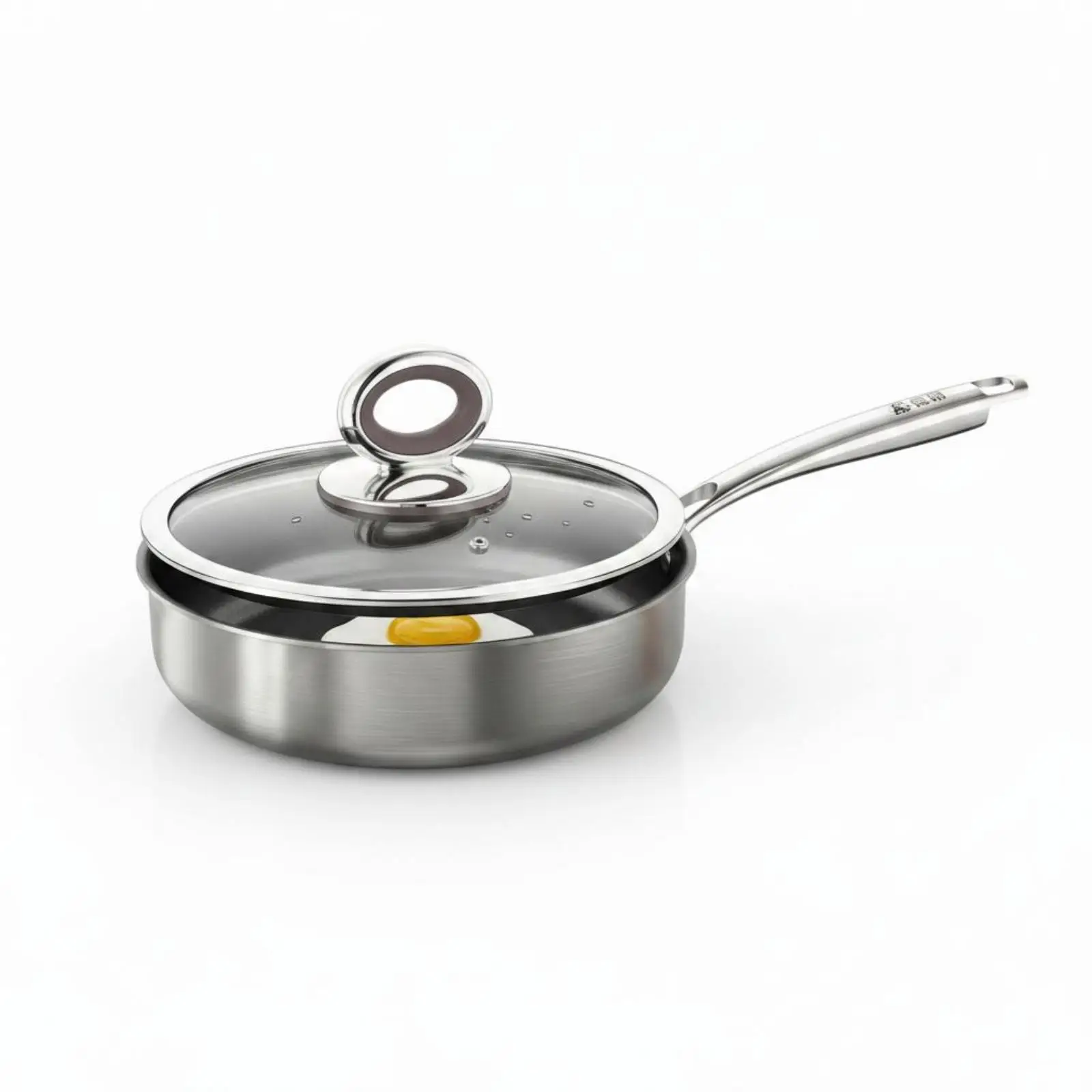 Stainless Steel Skillet with Lid Uncoated Stainless Steel Frying Pan