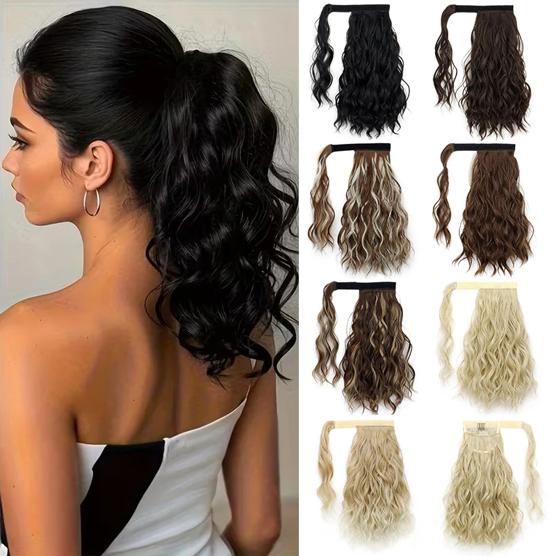 

14-дюймовый синтетический короткий волнистый вьющийся хвостик для наращивания волос, невидимый сетчатый карманный дизайн, клипса для женщин