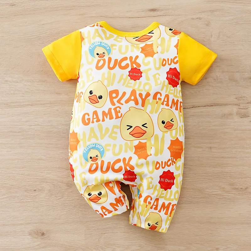Yellow Duck Lovely Baby Boy Girl Onesie 0-18 Months Newborn Knitted Cartoon Soft Casual Soft Trendy Comfortable Jumpsuit Toddler
