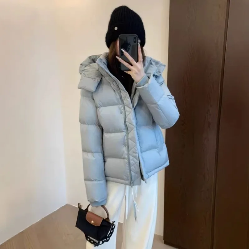 

High Quality Detachable Hooded Lightweight Warm Waist-Tightening Down Overcoat