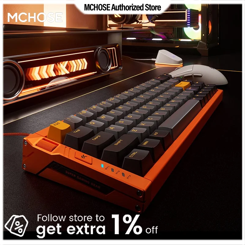 

MCHOSE ACE68 Turbo Gaming Keyboard CNC Aluminum Shell 16K Polling Rate 0.001mm RT Support Web Driver Hot Swappable RGB Bar