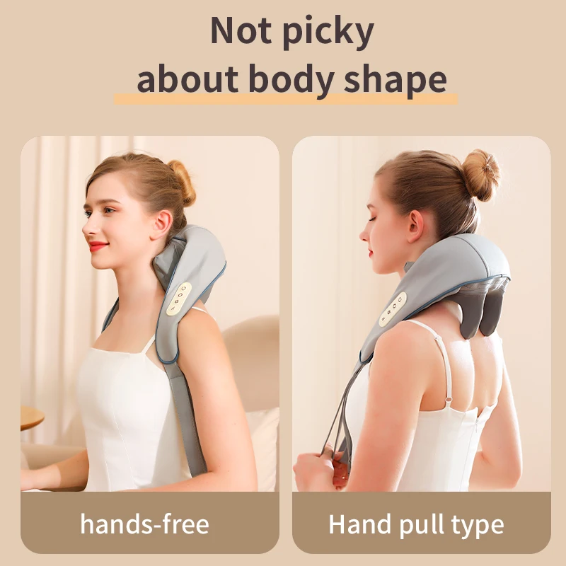 HOMEFISH Wireless Neck And Shoulder Kneading Massage Pillow Electric Neck And Back Massager Cervical Back Muscle RelaxingMassage