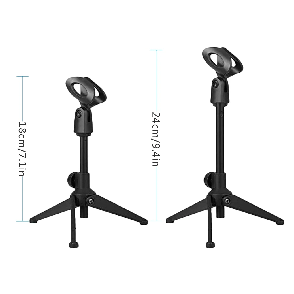 Plastic Microphone Holder Stand Tabletop Portable Foldable Mic Tripod Desktop Stand with Clamp