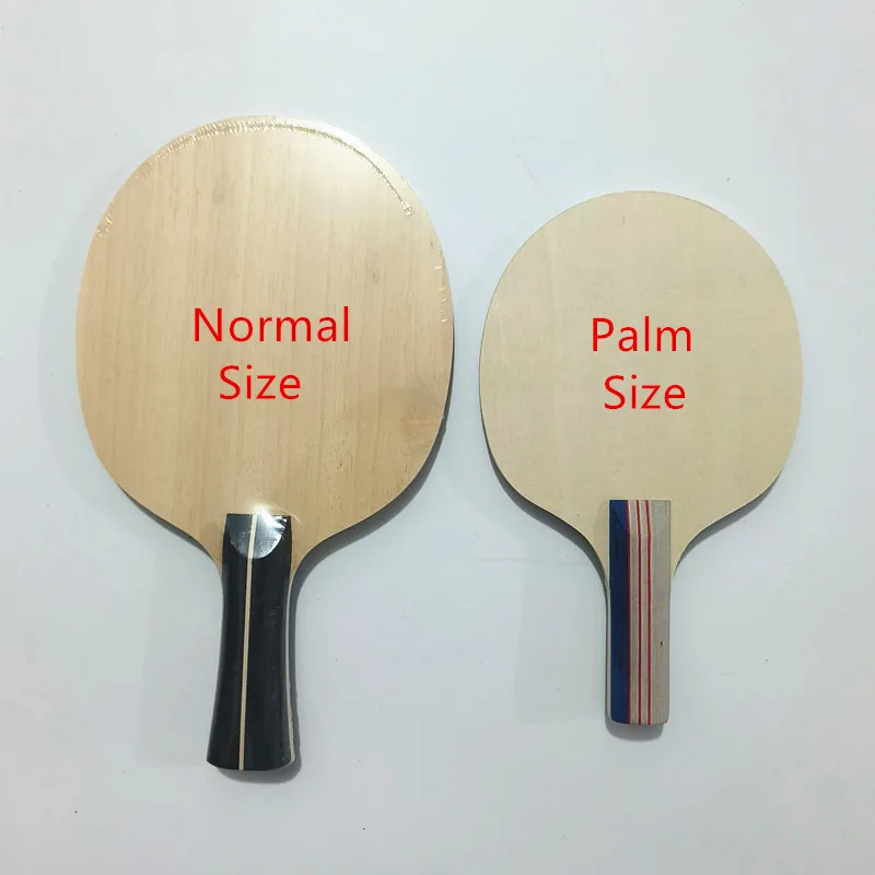 5-Ply Solid Wood Palm Size Table Tennnis Blade / Small Handle Table Tennis Racket with Double Pimples-in Rubber Sheets