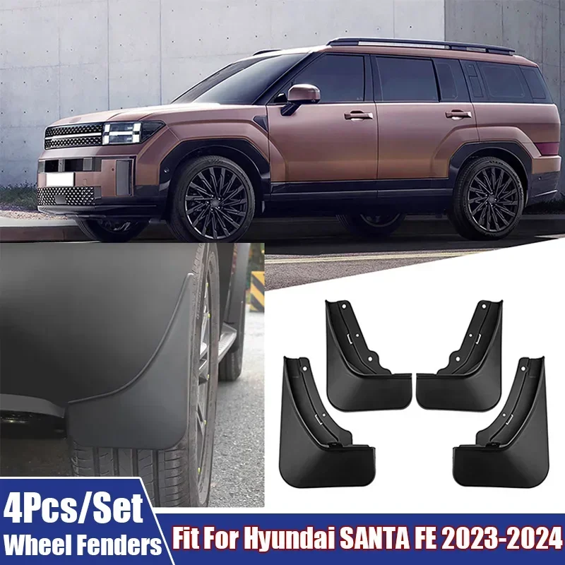 

High Quality Front and Rear Car Wheels Mudguard Mud Car Accessories Black Wheel Fenders Fit For Hyundai SANTA FE 2023-2024
