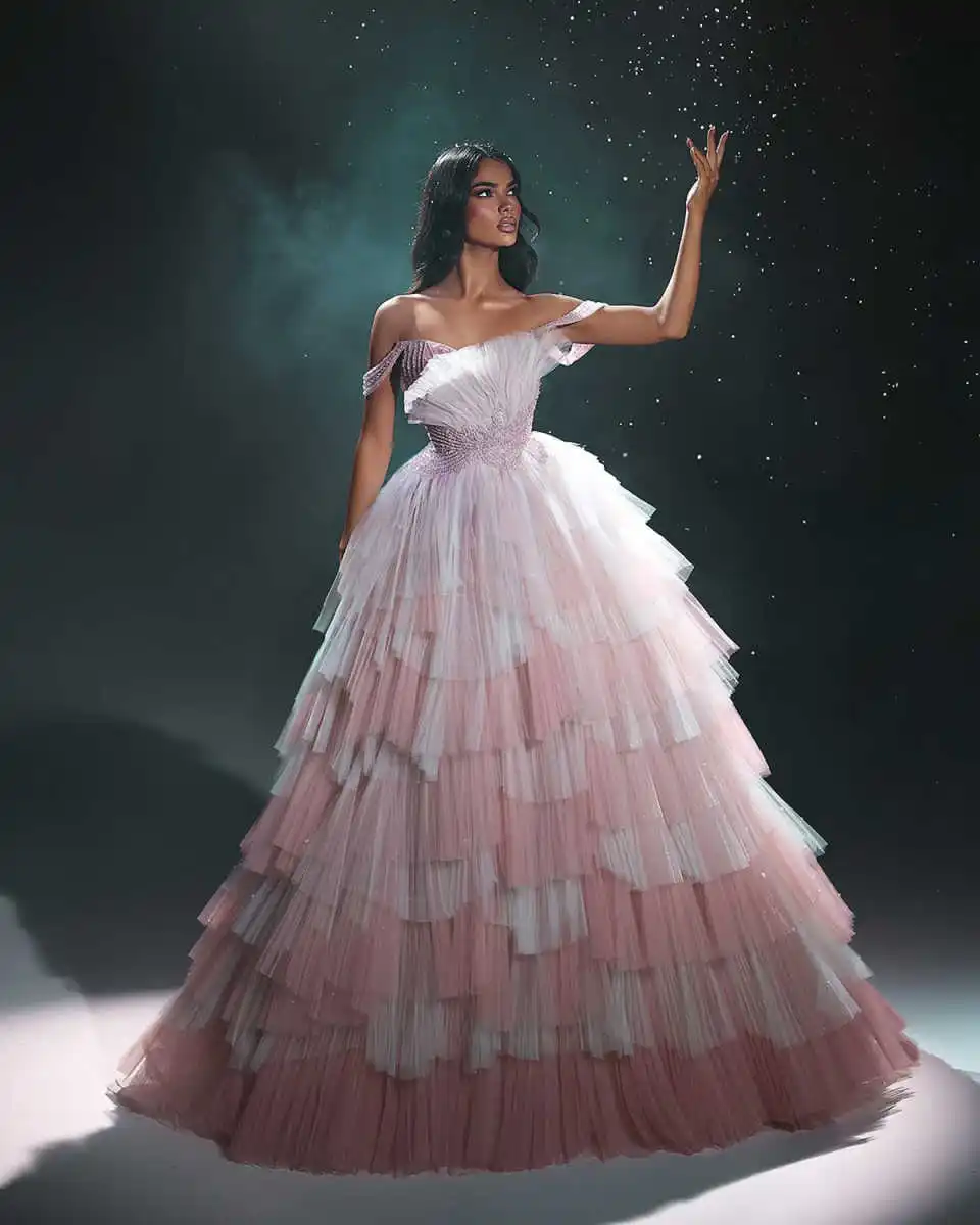 Vestidos de noche elegantes Una línea de hombros descubiertos Cuentas de encaje Sin espalda Sin mangas Vestidos de fiesta Vestidos de fiesta Vestidos de fiesta hechos a medida