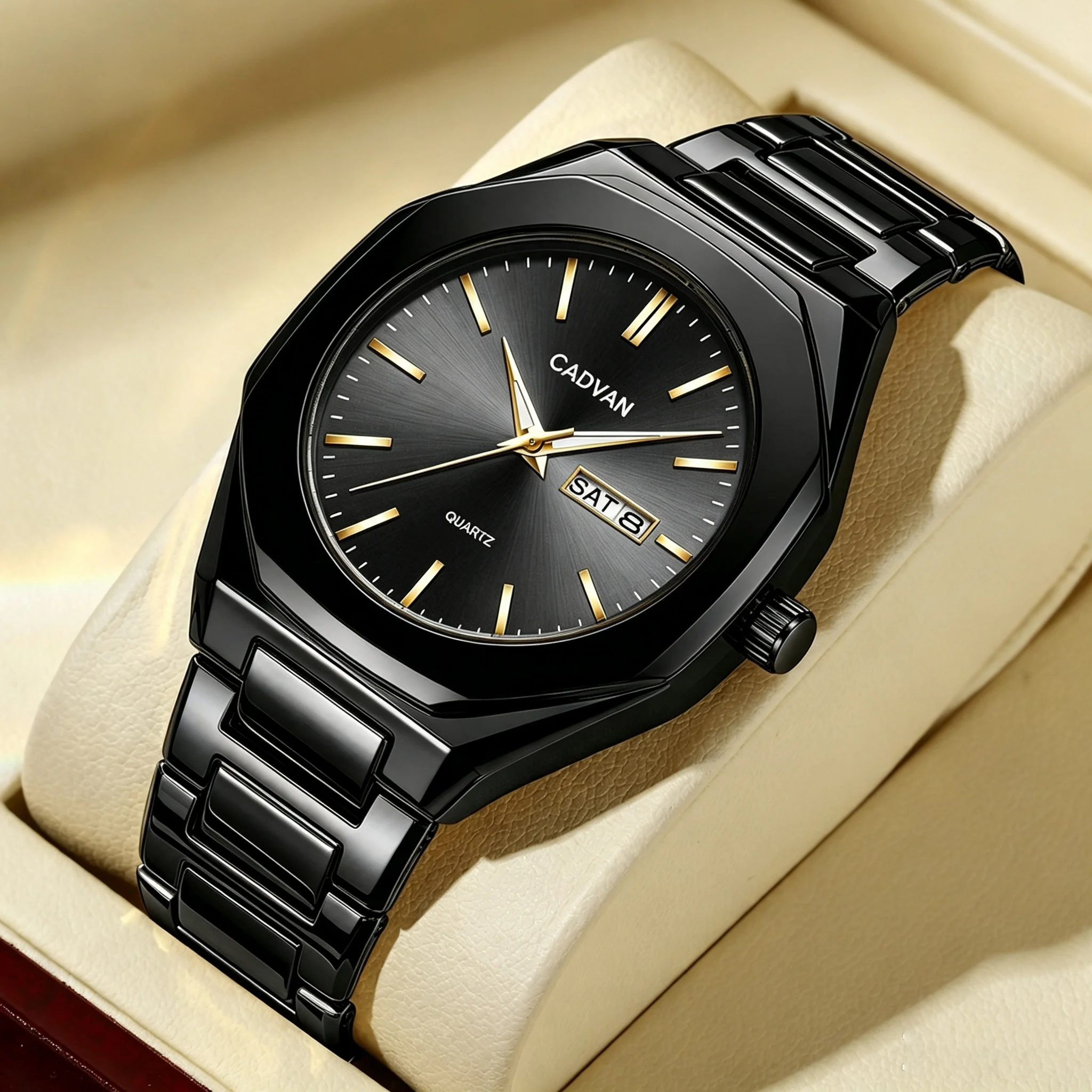 1PC New Fashionable and Casual CADVAN Men's Calendar Dial Quartz Watch, Accurate and Durable, Comes with a Tuner Gift Box
