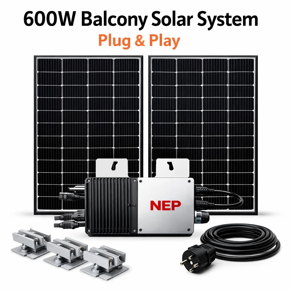 600W 230V Balcony Solar Kit Plug And Play Complete On Grid Micro Inverter WiFi APP MPPT Monitoring