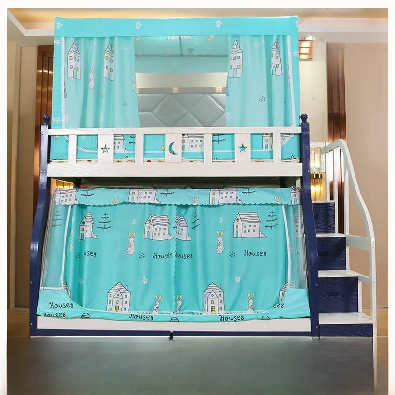 

Встроенная москитная сетка для верхней и нижней кровати, двуспальная, светонепроницаемая шторка для кровати, трапециевидный дизайн, подходит для Chi...