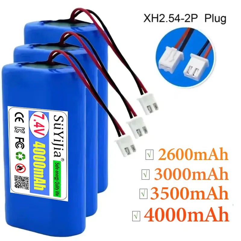 2S1P 18650 Battery Pack 7.4V Batteries XH2.54 PLUG 3000mah 3500mah 4000mah 2600mAh Rechargeable Battery Plug+PCB