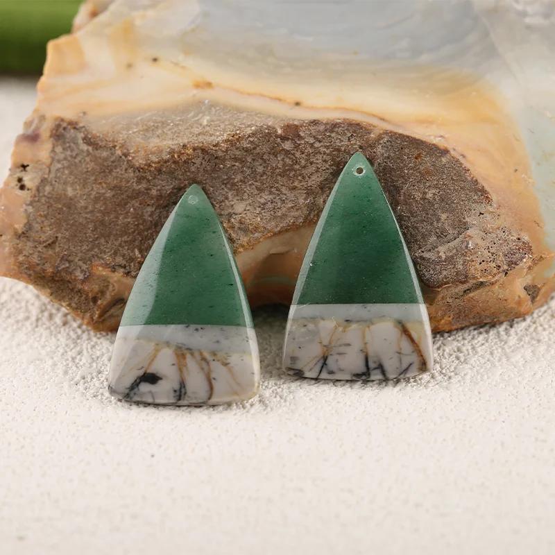 

Natural Green Aventurine and Picasso Jasper Earrings for Women, Intarsia Earrings Beads for Jewelry Making,35×23×2mm,13g