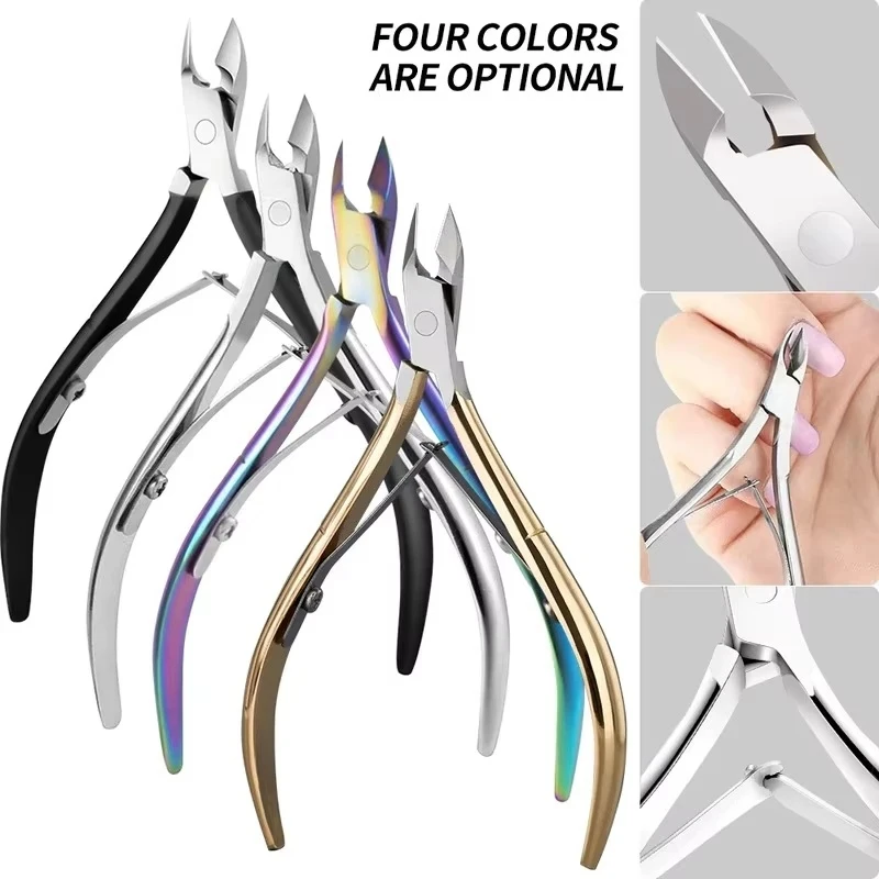 Premium Golden Cuticle Nippers, Stainless Steel Manicure Pedicure Tool for Dead Skin & Nail Care