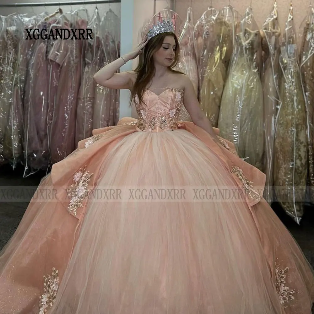 فستان الأميرة Quinceanrea الفريد من نوعه ، فستان باللون البرتقالي XV ، حفلة عيد ميلاد ، حلوة 16 ، 15 Quinceanera ، 15 سنة ، 2024