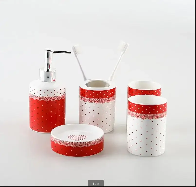 

Креативный набор для мытья пары, керамический дозатор мыла, набор чашек для полоскания рта, мыльница, 5 предметов, скандинавский домашний набор аксессуаров для ванной комнаты