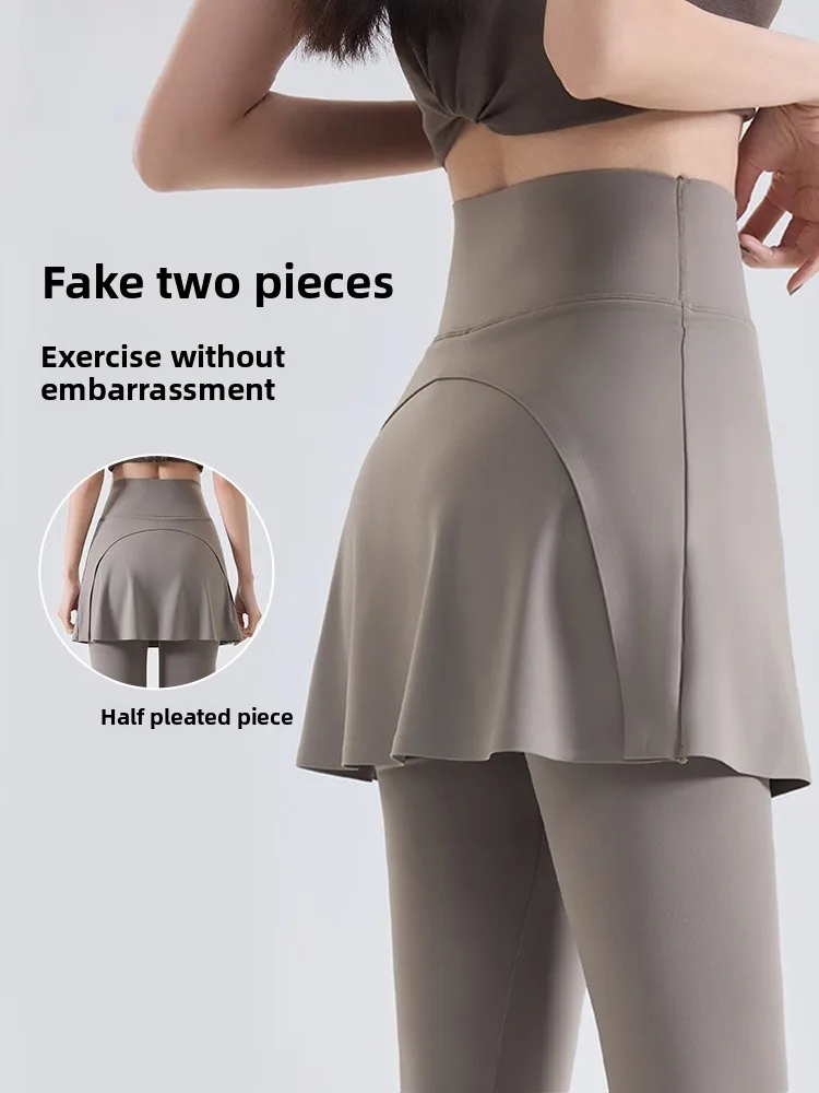 Damskie spodnie sportowe do jogi z wysokim stanem, spódnico-spodnie, modelujące sylwetkę, do biegania, fitness, bielizna, codzienne długie spodnie