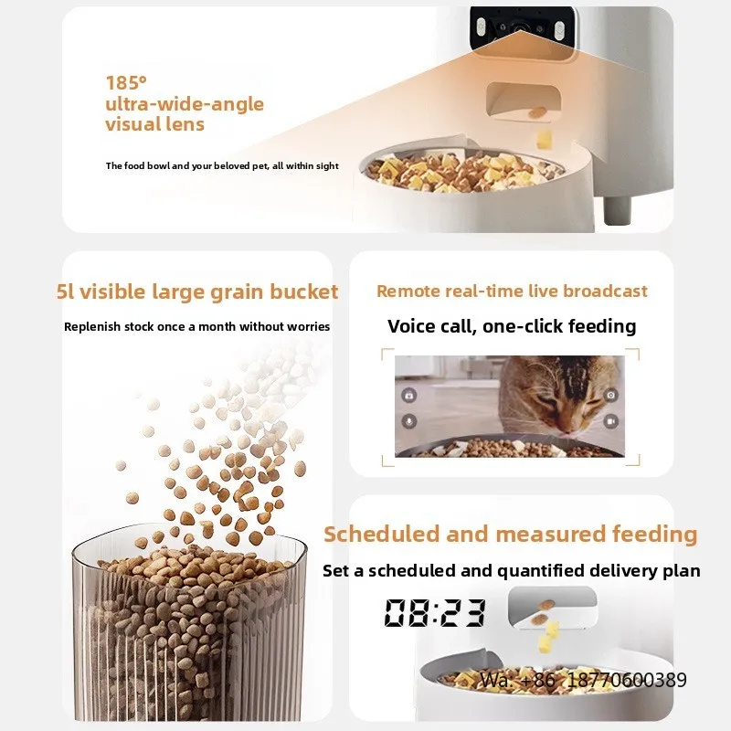 Automatic Cat & Dog Feeder with Wide-Angle Video Dual-Band 5G Timed Portion-Controlled Smart Pet Feeder